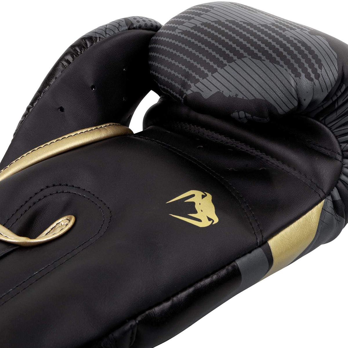 Venum Elite Hook and Loop Training Boxing Gloves - 10 oz. - Dark Camo/Gold