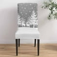 thumbnail image 5 of Chair Covers for Dining Room Set of 6,Christmas Reindeer Tree Silhouette Stretch Seat Protector Removable Washable Chairs Slipcovers for Kitchen Banquet Wedding Hotel,White Snowflake on Black, 5 of 6