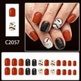 thumbnail image 2 of Halloween Press On Nails Short 24Pcs, Orange Black Glitter Fake Nails with Skull Skeleton Pattern, Reusable Glossy False Nail Tips for Women, Spooky Party Artificial Nails Set, 2 of 9