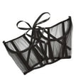 thumbnail image 4 of Corsé de encaje negro Cinturón Cintura Corsé Top Mujeres Malla con cordones Corsé debajo del busto deshuesado, 4 of 9