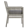 thumbnail image 6 of Modern Contemporary Urban Outdoor Patio Balcony Garden Furniture Side Dining Chair Armchair, Set of Two, Rattan Wicker, Navy Blue Grey Gray, 6 of 6