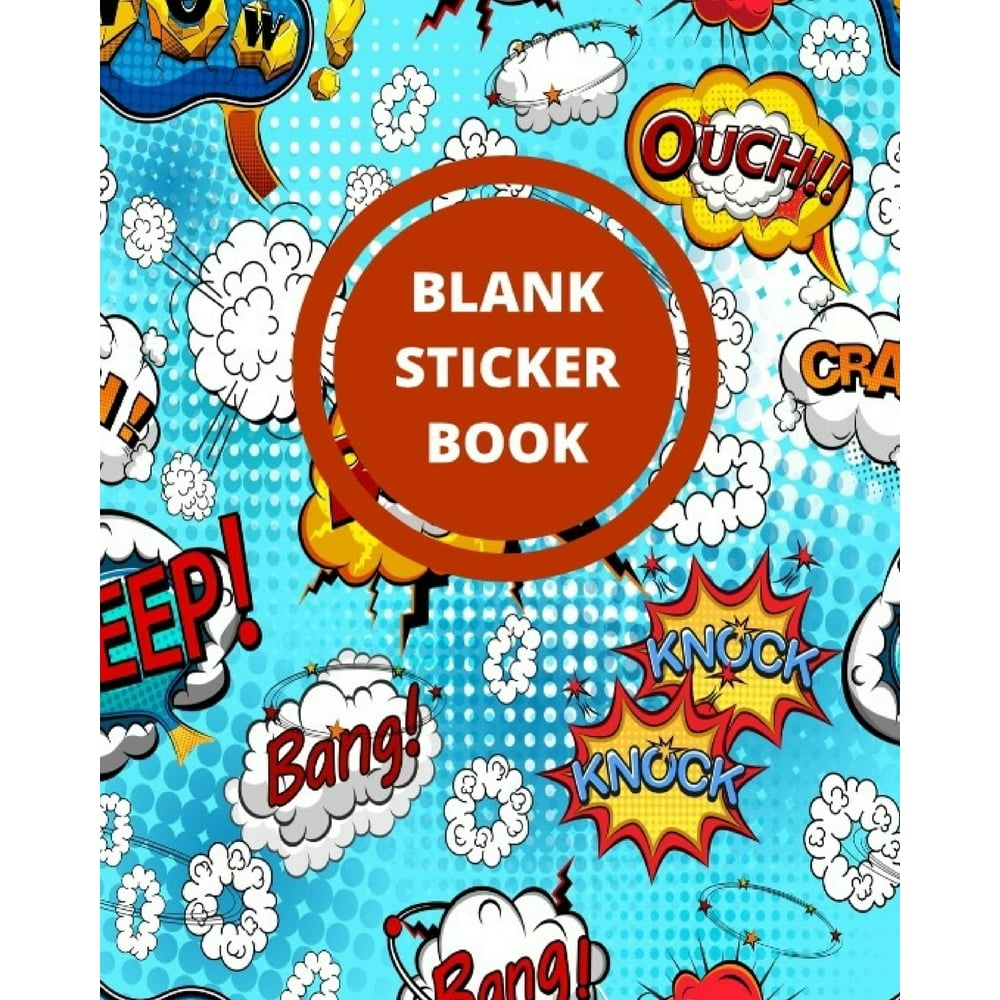 Sticker Books: Blank Sticker Book: Blue Comic Book Adventure Superhero