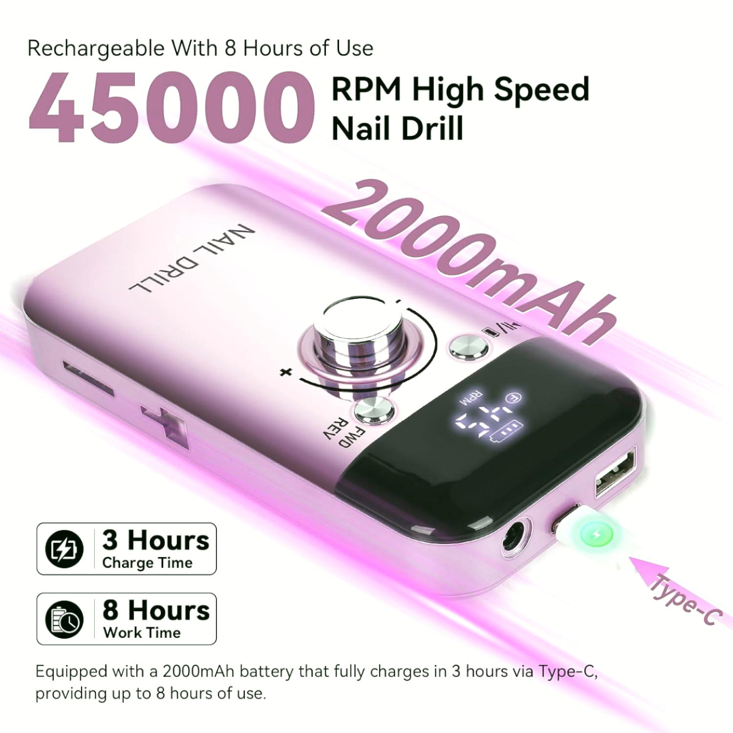 IDFINE Electric Nail Drill Professional, 45000 RPM photo 2