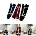 thumbnail image 2 of Japanese Punk Stretchy Knitted Leg Warmers with Star Pattern for Women Drawstring Ruffle Flared Boot Cuffs Leg Covers, 2 of 9