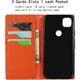 thumbnail image 3 of Pixel 4a Genuine Cowhide Leather Wallet Case,Headset Winder,Flip Folio Magnetic Closure,Card Slots,Kickstand,Cash Pockets Wrist Strap Case for Google Pixel 4a,5.81" (4G Version),Orange, 3 of 8