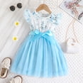 thumbnail image 6 of Lanbubble Girls Floral Tulle Dress Flutter Sleeve Tutu Princess Party Dress 3-7 Years, 6 of 9