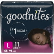 Goodnites Overnight Underwear for Girls, L (68-95 lb.), 11 Ct