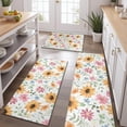 thumbnail image 2 of White Sunflower Colorful Flower Pattern Kitchen Rugs Sets Of 3,Kitchen Runner Rugs Non Skid Washable,Decorative Kitchen Floor Mats for Kitchen,Sink,Laundry,17"x30"+ 17"x47" + 17"x59", 2 of 6