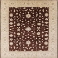 thumbnail image 1 of Ahgly Tapis d'Intérieur Carré Moderne Mi-Siècle Rouge Brun Oriental, 5 Pieds Carré, 1 of 6