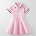 thumbnail image 1 of Robe d'Uniforme pour Filles Col Rabattu Style Anglais Enfants Manches Courtes Volants Robes Polo pour Adolescente Âge 5-15 Ans Vêtements, 1 of 6