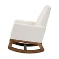 thumbnail image 4 of Baxton Studio Yashiya Mid-Century Modern Off-White Boucle Upholstered and Walnut Brown Finished Wood Rocking Chair, 4 of 7
