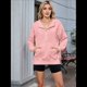 thumbnail image 5 of Sudadera de Algodón con Forro y Media Cremallera para Mujer, Cálida, de Invierno, con Bolsillo para el Pulgar Rosa XXL, 5 of 10