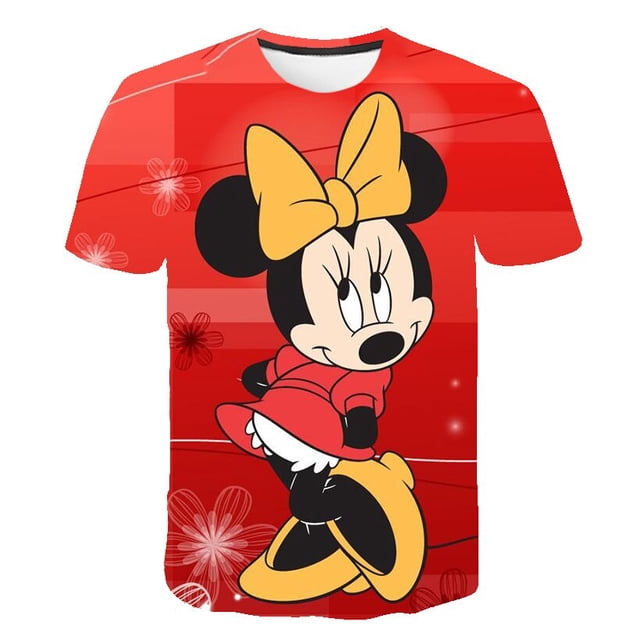 Ropa de Mickey Mouse para bebés, ropa deportiva para niños, disfraces de dibujos animados estampados de la serie Disney de verano, Tops de manga corta para niñas, Tees4T Gao Jinjia LED
