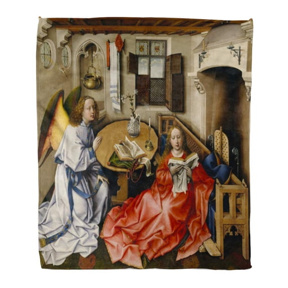 ASHLEIGH 58x80 inch Super Soft Throw Blanket Annunciation Triptych by Workshop of Robert Campin 1427 32 Northern Renaissance Home Decorative Flannel Velvet Plush Blanket