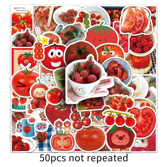 100-Pack Tomato Aesthetic Stickers, Cute INS-Style Fruit Doodle Waterproof Vinyl Decals for Water Bottle, Phone Case, Laptop, Journal & Luggage