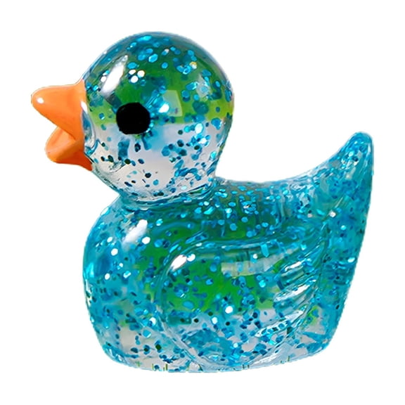 XIBUFE 2026 New Mini Glitter Clear Duck Ornament,Cute Resin Craft Desktop Colorful Duck,Figure Figurine Statue Dollhouse Garden Microlandscape Decoration,Blue
