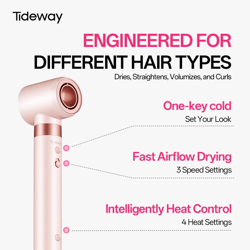 Tideway Prowaver 6-in-1 Hot Air Styler Wrap, Ionic Dual Voltage Hair Dryer & Blow Dryer Brush