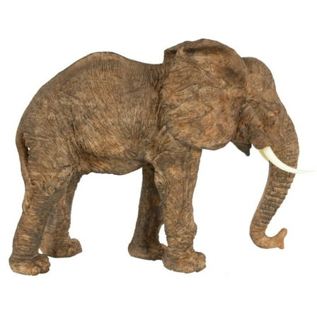13 Inch Accent Decor, Walking Elephant Design, Natural Brown- Saltoro Sherpi
