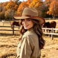 thumbnail image 2 of LIUYUNNN Woven Hats for Women Classic Cowboy Hat Western Headwear Outdoor Riding, One Size, 2 of 4