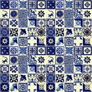 100 Mexican Tiles 4x4 Handpainted Hundred Pieces Blue and White Different Designs