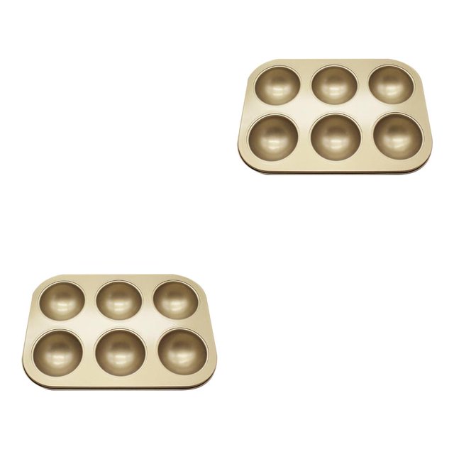 Kearding Molde para magdalenas de 6 cavidades, bandeja para magdalenas, molde para magdalenas y Chocolate, molde para magdalenas, molde oro 2piezas