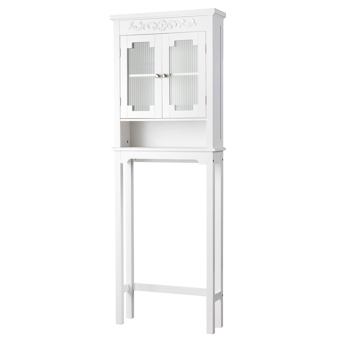 Costway Over The Toilet Bathroom Space Saver Carved Top Toilet Rack w