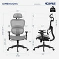 thumbnail image 3 of NOUHAUS Ergo3DL Ergonomic High-Back Mesh Office Chair with Adjustable Headrest, Lumbar Support, and Armrests, Gray, 3 of 6