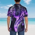 thumbnail image 4 of Gukieu Purple Pattern White Tiger Print Men's Short-sleeved Shirts, Button-down Lapel Hawaiian Shirts, T-shirts, Beach Vacation Summer Casual Wear,Medium, 4 of 7