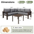thumbnail image 3 of Poteban 6-Piece L-Shaped Outdoor Conversation  Set, Metal Sectional Sofa with 6" Thick Olefin Cushions, Wide Armrests & Coffee Table, Grey  for Garden Backyard, 3 of 9