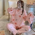 thumbnail image 4 of Pijamas de mujer de invierno de franela de manga larga con forro polar grueso de coral lindo traje de otoño e invierno para el hogar para mujer, 4 of 6