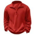 thumbnail image 3 of Baqcunre New Zipper Stand Neck Thickened And Velvet Solid Color Men's Sweater,4XL,Quarter Zip Pullover Men,Mens Sweatshirt,Long Sleeve Shirts For Men,Men'S Fashion Hoodies & Sweatshirts,,Red, 3 of 5