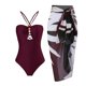 thumbnail image 1 of MKLEKYY Trajes De Baño Mujer Short Women 1 Piece Swimwear+1 Piece Cover Up Two Piece Vintage Print Swimsuit Monokini Bikini 2 Piece Swimsuits Two Piece Tankini Set 1041, 1 of 3