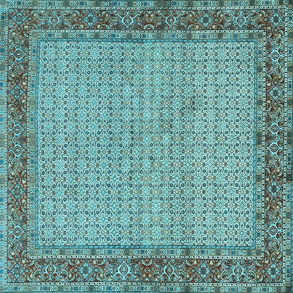 Ahgly Company Indoor Square Persian Light Blue Traditional Area Rugs, 3' Square