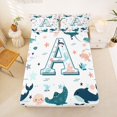 thumbnail image 5 of jejeloiu Ocean Animal Monogram A Full Size Sheets For Kids,Sea Life Whale Bed Sheets For Boys,4-Piece, 5 of 6