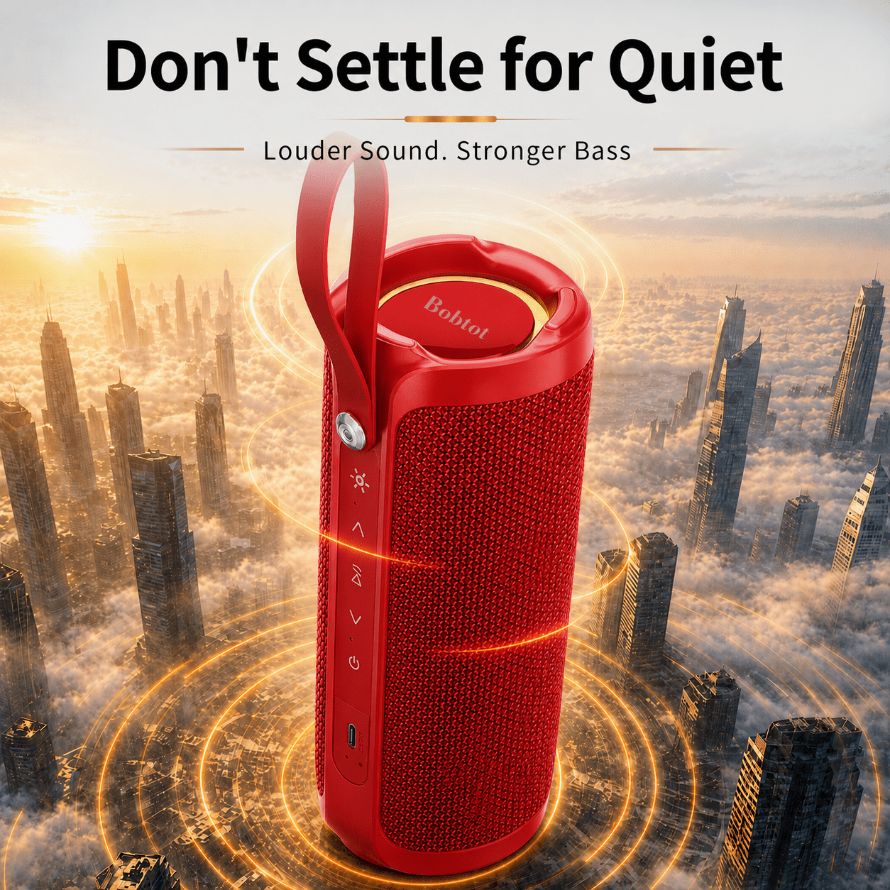 Portable Bluetooth Speaker RGB IPX6 Waterproof, 15W Loud Sound, Deep Bass, Bluetooth 5.3 Wireless Stereo Pairing 15H Playtime, for Home/Outdoor/Party/Beach, Birthday Gift (Red)