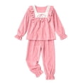 thumbnail image 4 of qelini Flannel Pajama Set for Women Plus Size Lace Trim Long Sleeve Top & Pants 2 Piece Winter Sleepwear with Square Neck Ptint Home Wear, 4 of 4