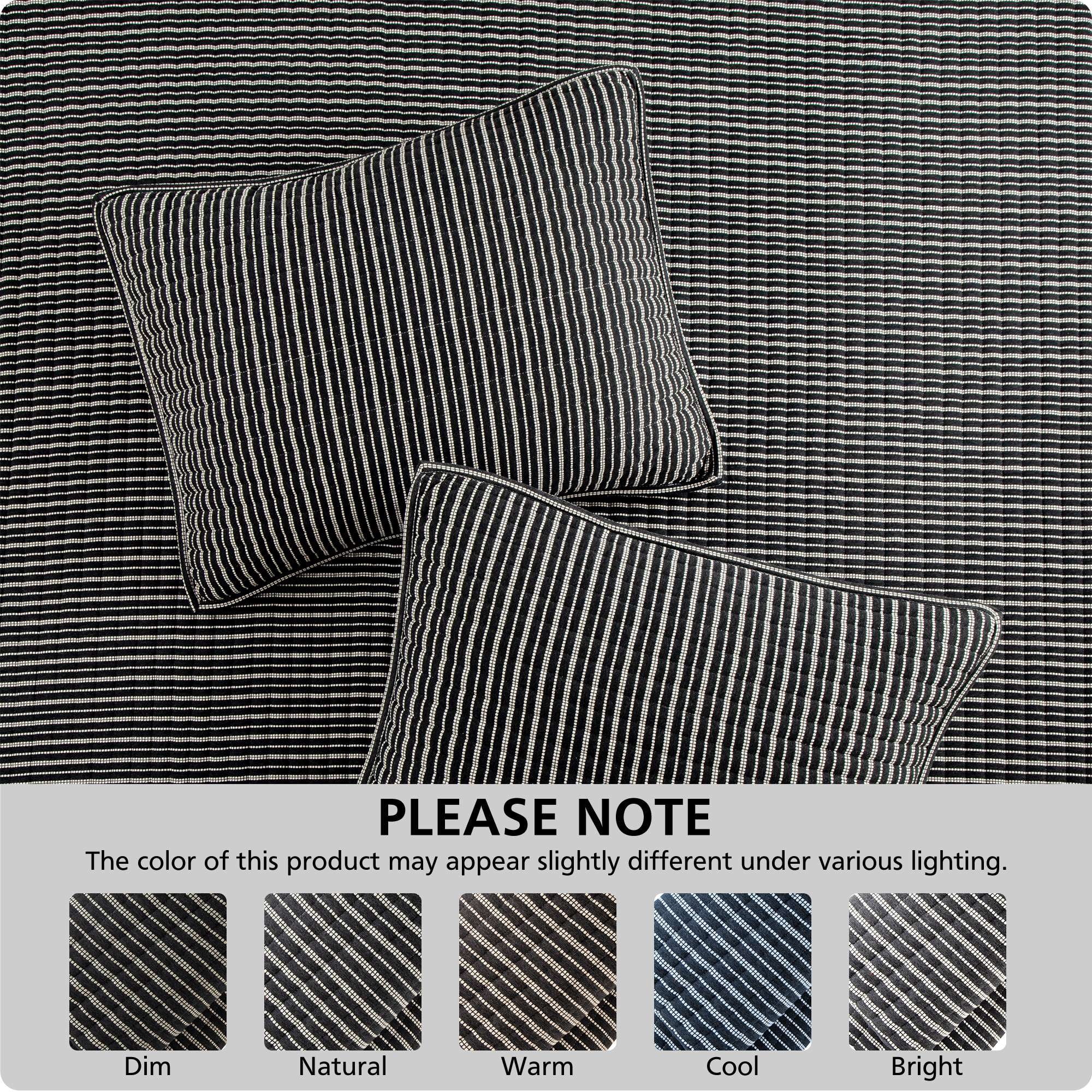 Mainstays Jersey Quilt Bedding Black Stripe Cotton, Polyester Jersey Knitted Weave Quilts, Full/Queen - Reversible, Breathable