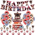 thumbnail image 1 of Paquete 1 (1 bandera con letras + 1 fila + 12 banderas pequeñas + 18 globos) Juego de decoración para fiesta de cumpleaños con tema de Stranger Things, pancarta con letras y globos, 1 of 7