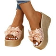 thumbnail image 4 of CHGBMOK Womens Sandals Summer New Solid Color Retro Thick Bottom Open Toe Beach Slippers,Sizes 36-43, 4 of 6