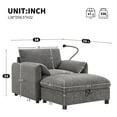thumbnail image 2 of 38" Accent Chair with Storage Ottoman, Single Sofa with USB Charger and Phone Holder, Wide Seat Chaise Lounge for Living Room&Apartment,Gray, 2 of 13