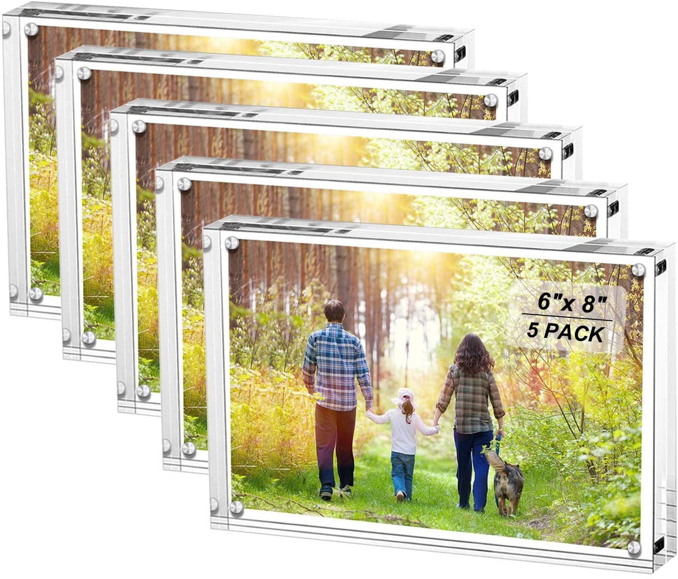 6x8 Inches Acrylic Picture Frames 5 Pack, Clear Frameless 6x8" Photo