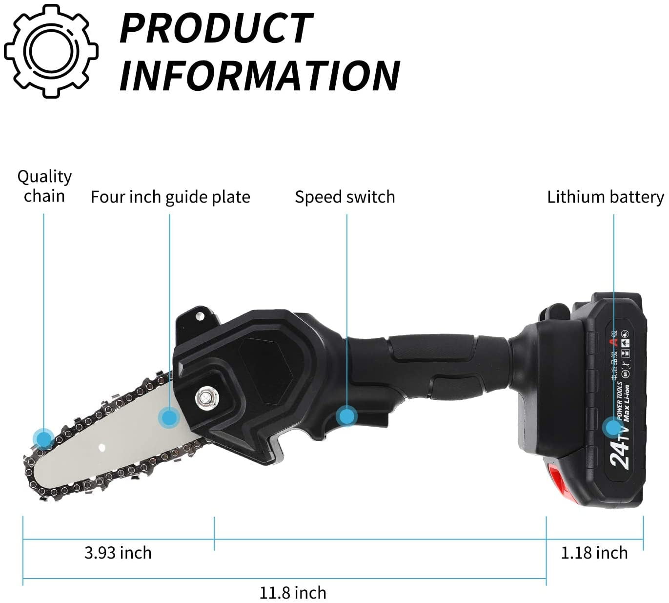 Mini Chainsaw, 4-Inch Electric Chainsaw Handheld Mini Pruning Shears Chainsaw for Tree Trimming Wood Cutting(2 Battery2 Chain)