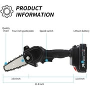 Mini Chainsaw, 4-Inch Electric Chainsaw Handheld Mini Pruning Shears Chainsaw for Tree Trimming Wood Cutting(2 Battery2 Chain)