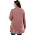 thumbnail image 4 of Pastel by Vivienne Women's Open Front Cardigan with Ruffle Detail Plus Size Dusty Rose X-Large, 4 of 4