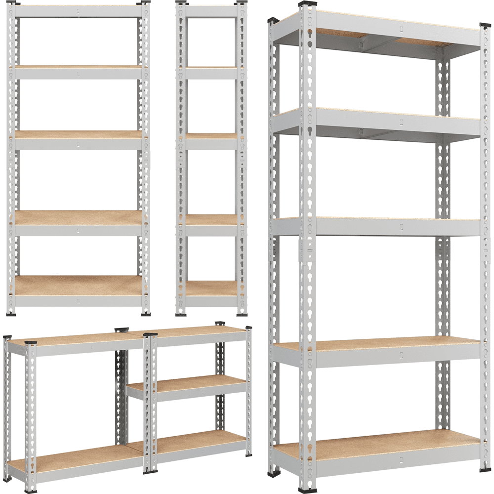 Alden Design 5-Shelf Boltless & Adjustable Steel Storage Shelf Unit, Silver, Holds up to 330 lb Per Shelf