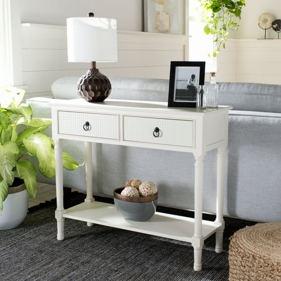 SAFAVIEH Haines Modern 2 Drawer Console Table, White