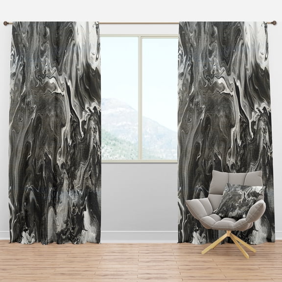 Designart 'Grey, White and White Marble Acrylic V' Modern Blackout Curtain Panel