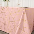 thumbnail image 2 of Efavormart 90"x132" Dusty Rose Rectangle Polyester Tablecloth With Gold Foil Geometric Pattern, 2 of 11