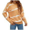 thumbnail image 2 of AOOCHASLIY Sweaters Fall Clothes Fall/Winter Ladies Pullover Print Knit Loose Top Striped Colorblock Crewneck Sweater, 2 of 5