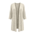 thumbnail image 3 of Sahpxhe Womens Mid-Length Cardigan Sweaters 3/4 Sleeve Open Front Oversized Knit Cardigan Soft Casual Layering Piece Beige S, 3 of 3